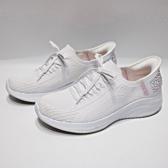 Skechers Hands Free Slip-Ins Ultra Flex 3.0 Shining Glitz White Sneakers Women 6 - Picture 3 of 16